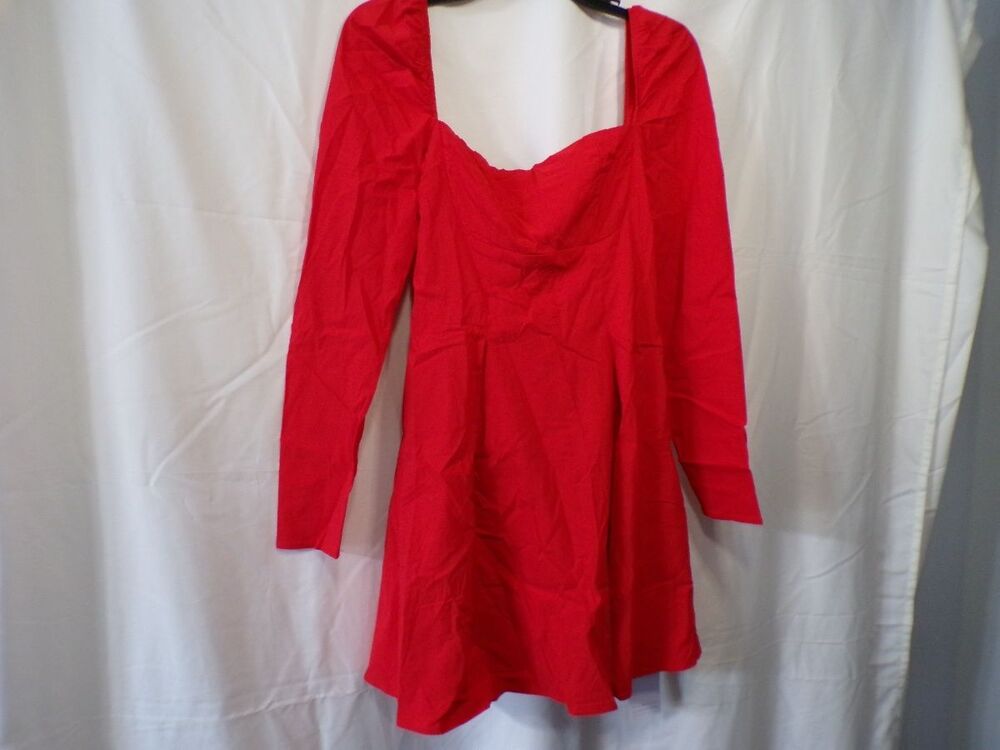 Jkmnao Fashion Women's Red Long Sleeve Mini Dress Size M Viscose Blend
